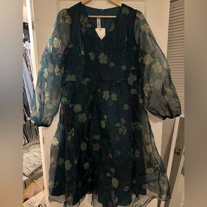 JJs House Floral Dress - Teal and Yellow
